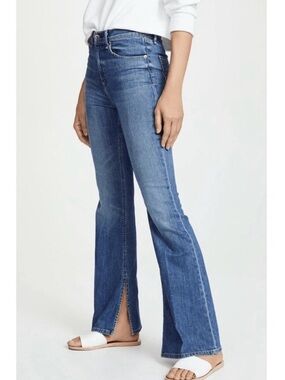 rag & bone Mid-Rise Blue Flare Jeans with Front Slit size 24